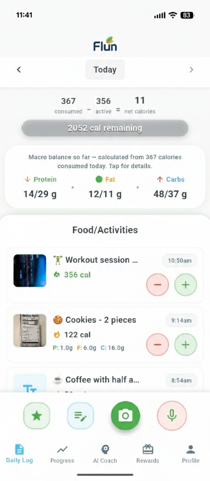 Flun nutrition dashboard on phones